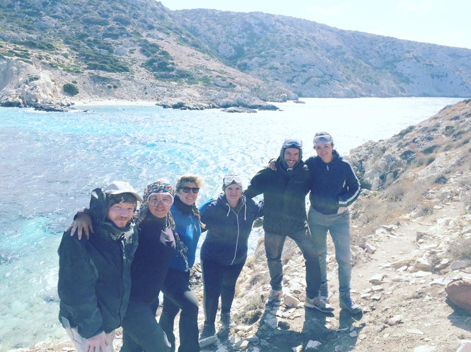 Colleagues on fieldwork by water